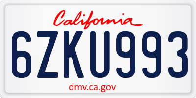 CA license plate 6ZKU993