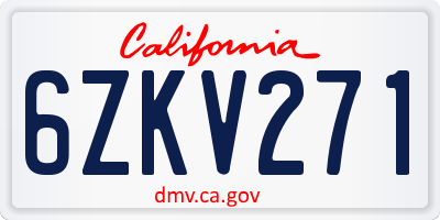 CA license plate 6ZKV271