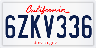 CA license plate 6ZKV336