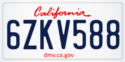 CA license plate 6ZKV588