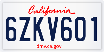 CA license plate 6ZKV601