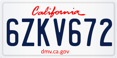 CA license plate 6ZKV672