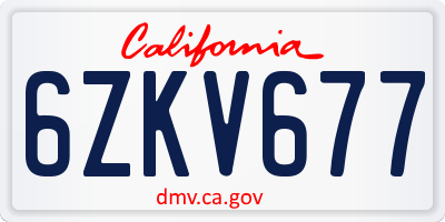 CA license plate 6ZKV677