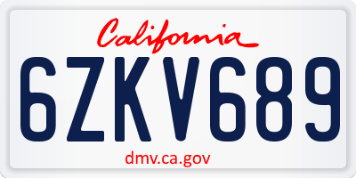 CA license plate 6ZKV689