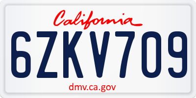 CA license plate 6ZKV709