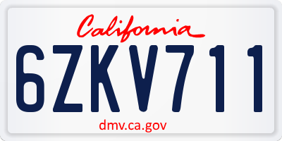 CA license plate 6ZKV711