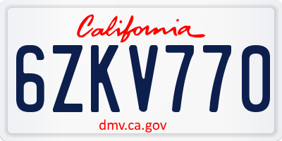 CA license plate 6ZKV770