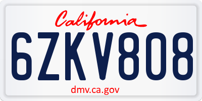 CA license plate 6ZKV808