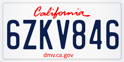CA license plate 6ZKV846
