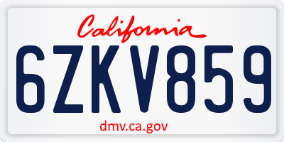 CA license plate 6ZKV859