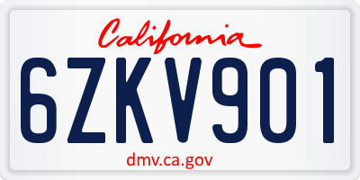 CA license plate 6ZKV901