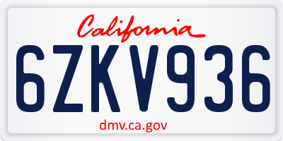 CA license plate 6ZKV936