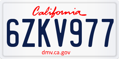 CA license plate 6ZKV977