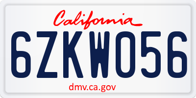 CA license plate 6ZKW056