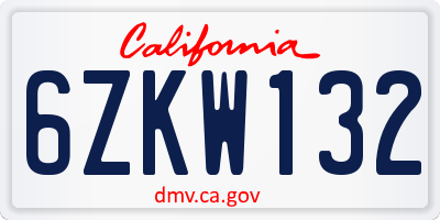 CA license plate 6ZKW132
