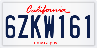 CA license plate 6ZKW161
