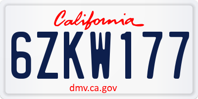 CA license plate 6ZKW177