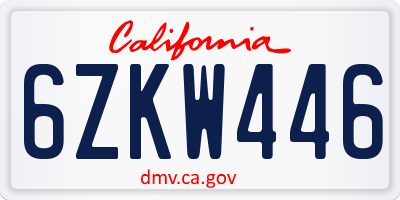 CA license plate 6ZKW446