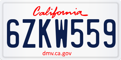 CA license plate 6ZKW559