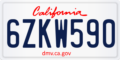 CA license plate 6ZKW590