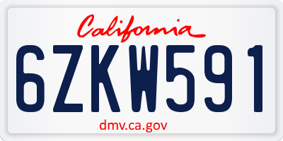 CA license plate 6ZKW591