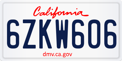 CA license plate 6ZKW606