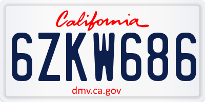 CA license plate 6ZKW686