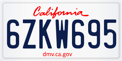 CA license plate 6ZKW695