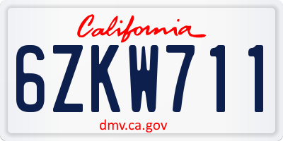 CA license plate 6ZKW711