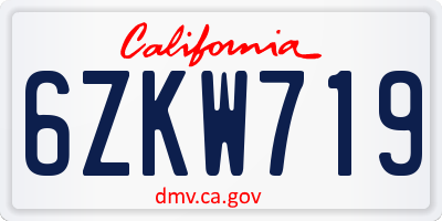 CA license plate 6ZKW719