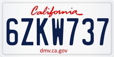 CA license plate 6ZKW737