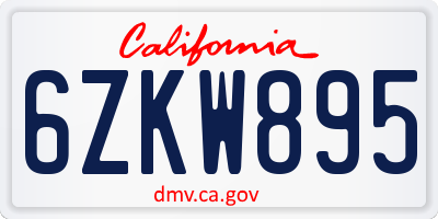 CA license plate 6ZKW895
