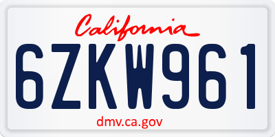CA license plate 6ZKW961
