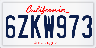 CA license plate 6ZKW973