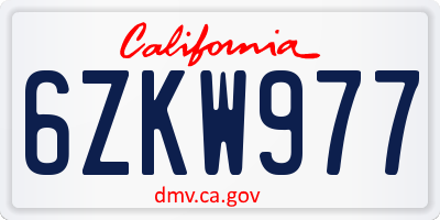 CA license plate 6ZKW977