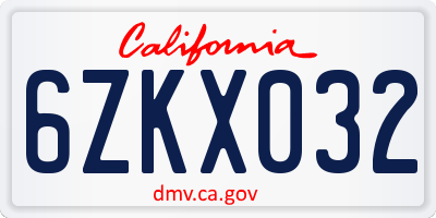 CA license plate 6ZKX032