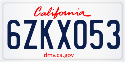 CA license plate 6ZKX053