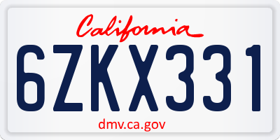CA license plate 6ZKX331
