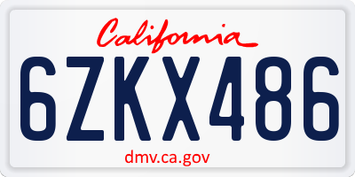 CA license plate 6ZKX486