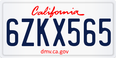 CA license plate 6ZKX565