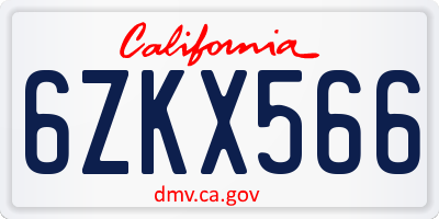 CA license plate 6ZKX566