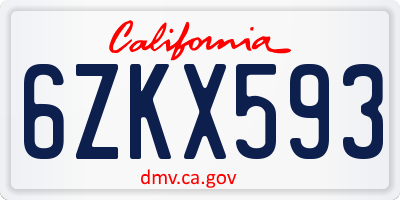 CA license plate 6ZKX593
