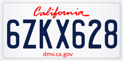 CA license plate 6ZKX628