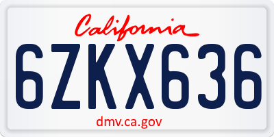 CA license plate 6ZKX636