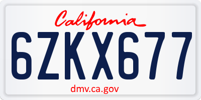 CA license plate 6ZKX677