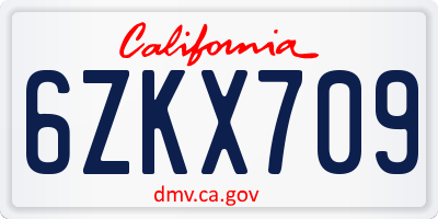 CA license plate 6ZKX709