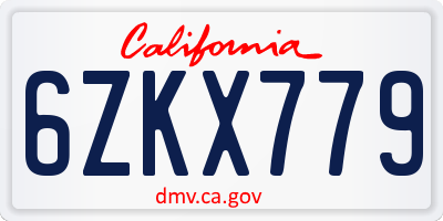 CA license plate 6ZKX779