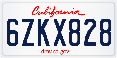 CA license plate 6ZKX828