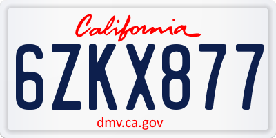 CA license plate 6ZKX877