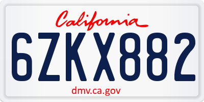 CA license plate 6ZKX882